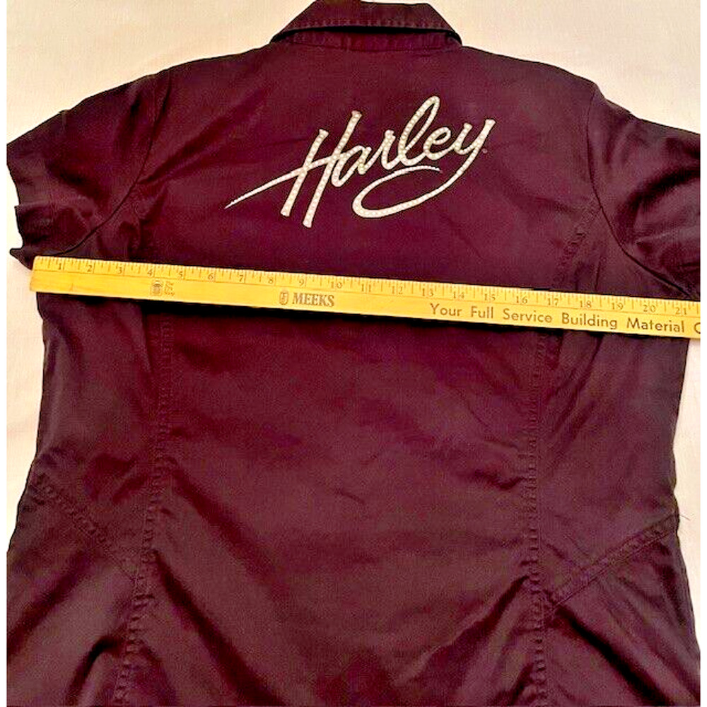 Harley Davidson Womens Rhinestone Short Sleeve Cotton Zippered Shirt Size XL - Picture 7 of 11
